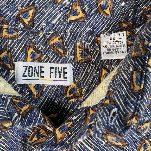 Zone Five Mens 2XL Geometric All Over Print Hawaiian Short Sleeve Cotton Shirt - Picture 2 of 6